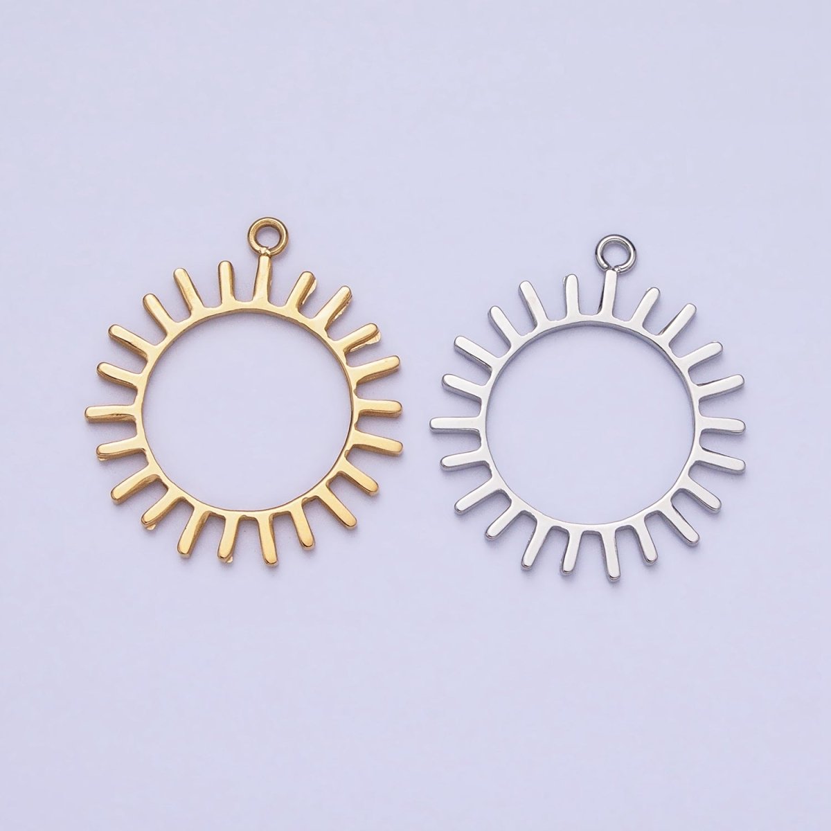 Stainless Steel Open Celestial Sun Geometric Add-On Charm in Gold & Silver | P-897 - DLUXCA