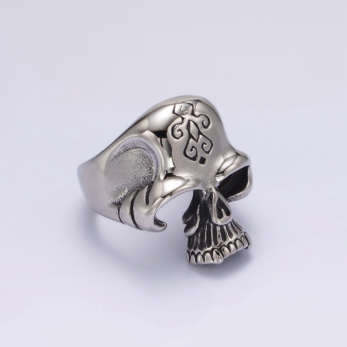Stainless Steel Open Human Skeleton Skull Signet Statement Ring in Gold & Silver | O1101 - O1108 - DLUXCA