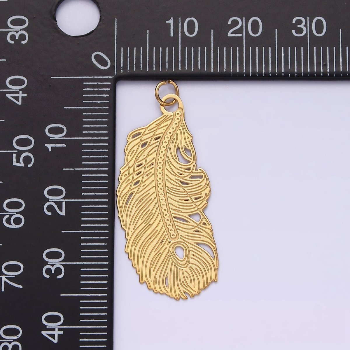 Stainless Steel Open Lined Long Leaf Nature Charm P-624 - DLUXCA