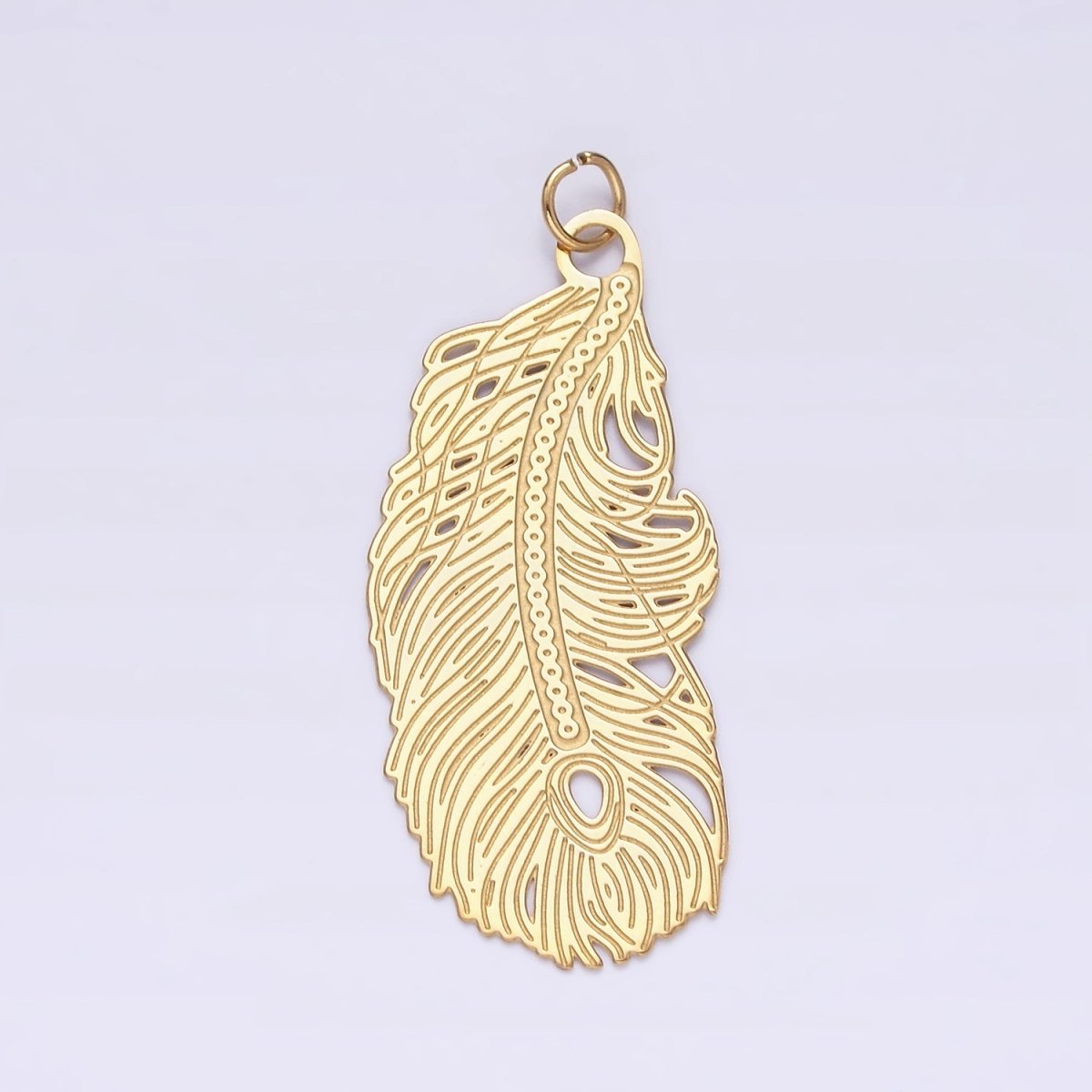 Stainless Steel Open Lined Long Leaf Nature Charm P-624 - DLUXCA