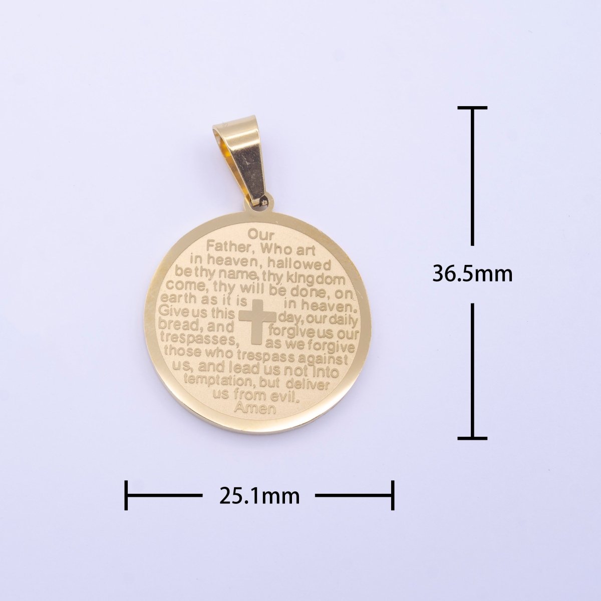 Stainless Steel Our Father Lord's Prayer English Engraved Pendant For Religious Wholesale Jewelry J-792 - DLUXCA