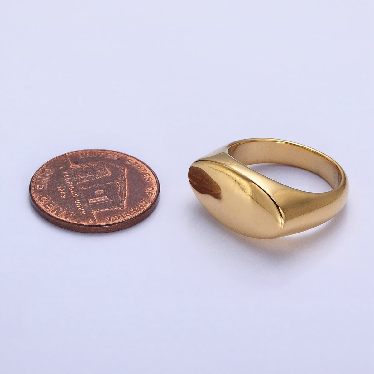 Stainless Steel Oval Chubby Personalized Signet Ring in Gold & Silver | O-1665~O-1672 - DLUXCA
