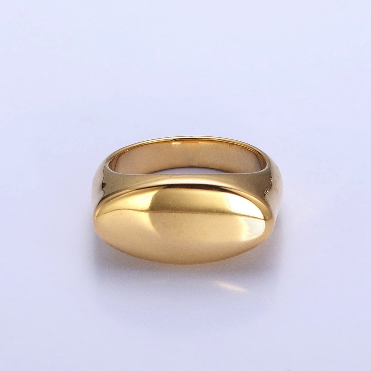 Stainless Steel Oval Chubby Personalized Signet Ring in Gold & Silver | O-1665~O-1672 - DLUXCA
