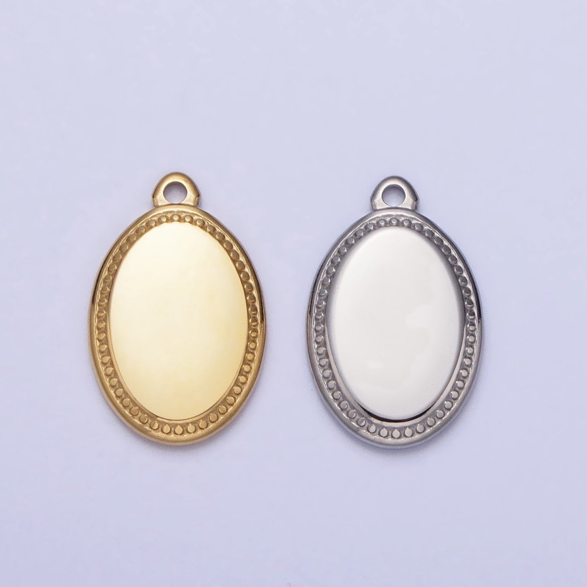 Stainless Steel Oval Oblong Minimalist Add-On Charm in Gold & Silver | P-906 - DLUXCA