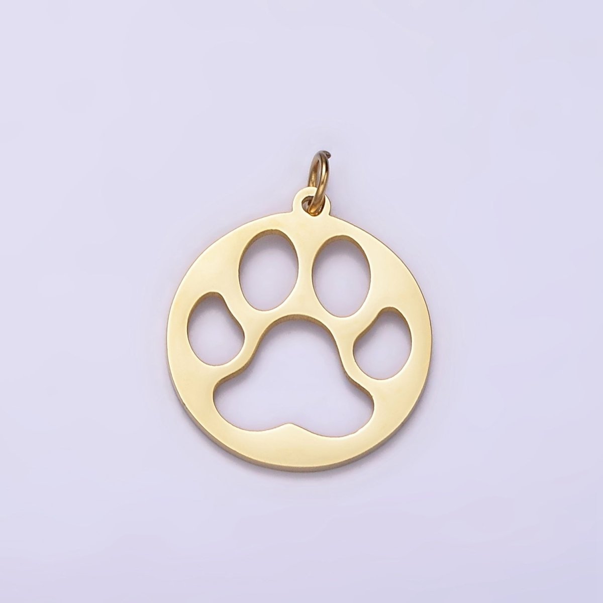 Stainless Steel Pawprint Animal Open Round Charm | P1237 - DLUXCA