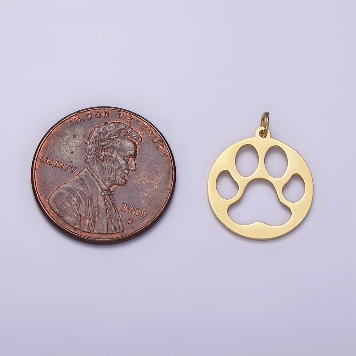 Stainless Steel Pawprint Animal Open Round Charm | P1237 - DLUXCA