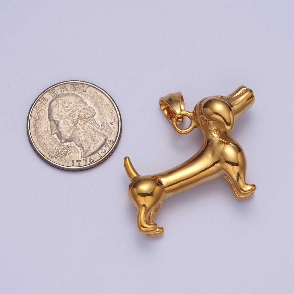 Stainless Steel Pet Dachshund Sausage Dog Pendant in Gold & Silver J-419 J-422 - DLUXCA