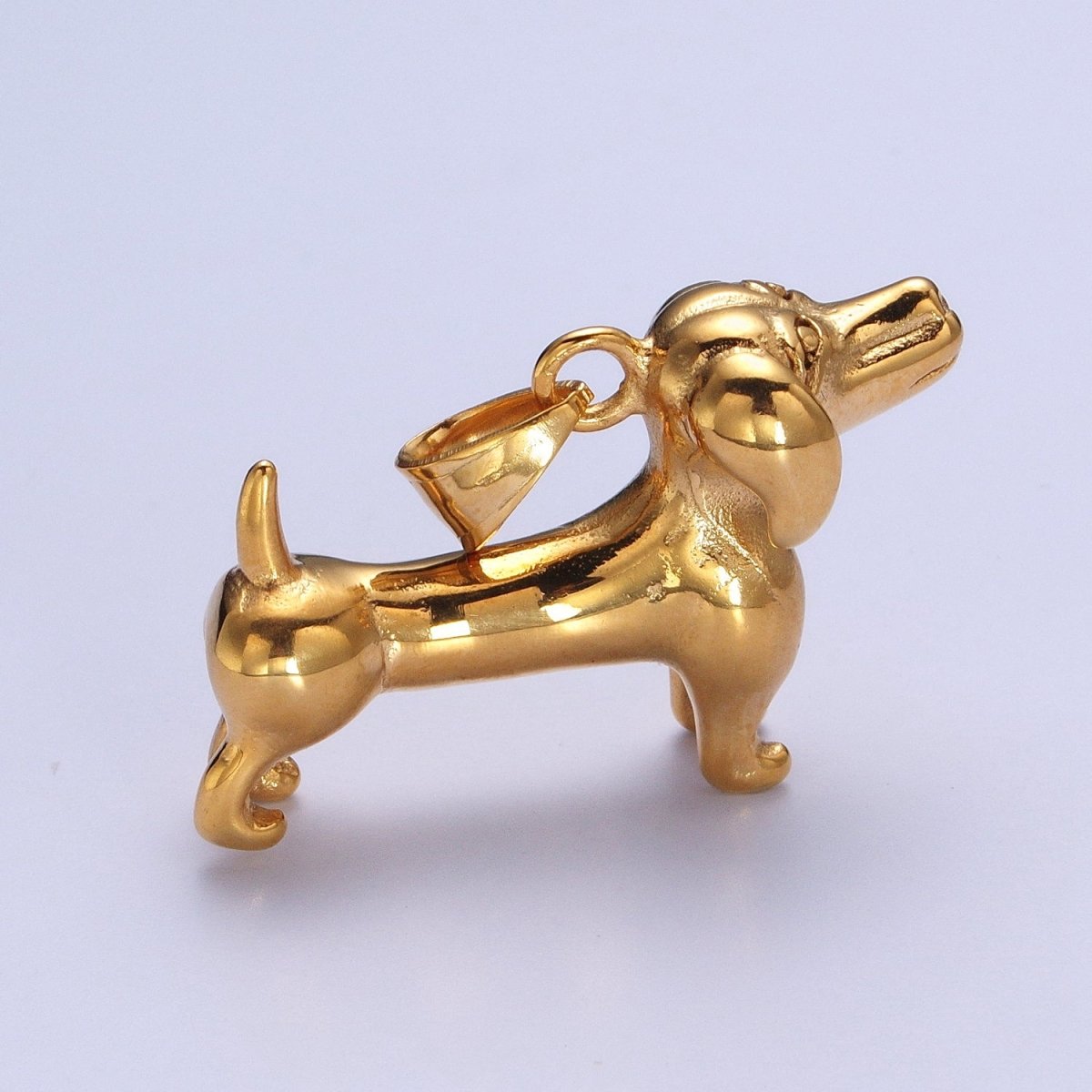 Stainless Steel Pet Dachshund Sausage Dog Pendant in Gold & Silver J-419 J-422 - DLUXCA