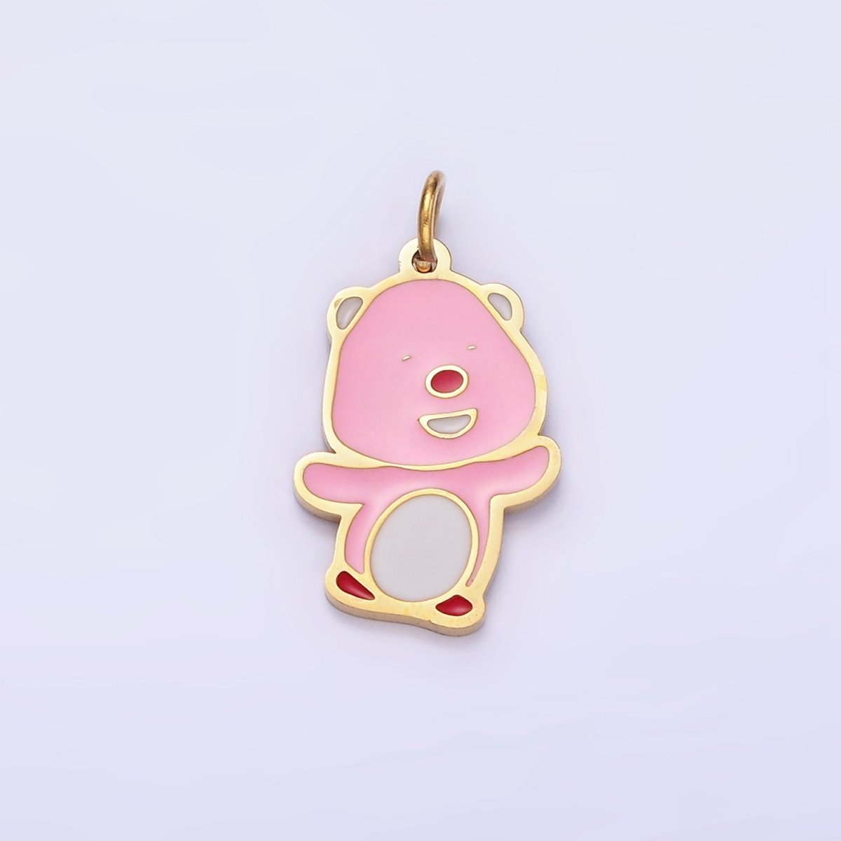 Stainless Steel Pink Enamel Laughing Beaver Otter Charm | P991 - DLUXCA