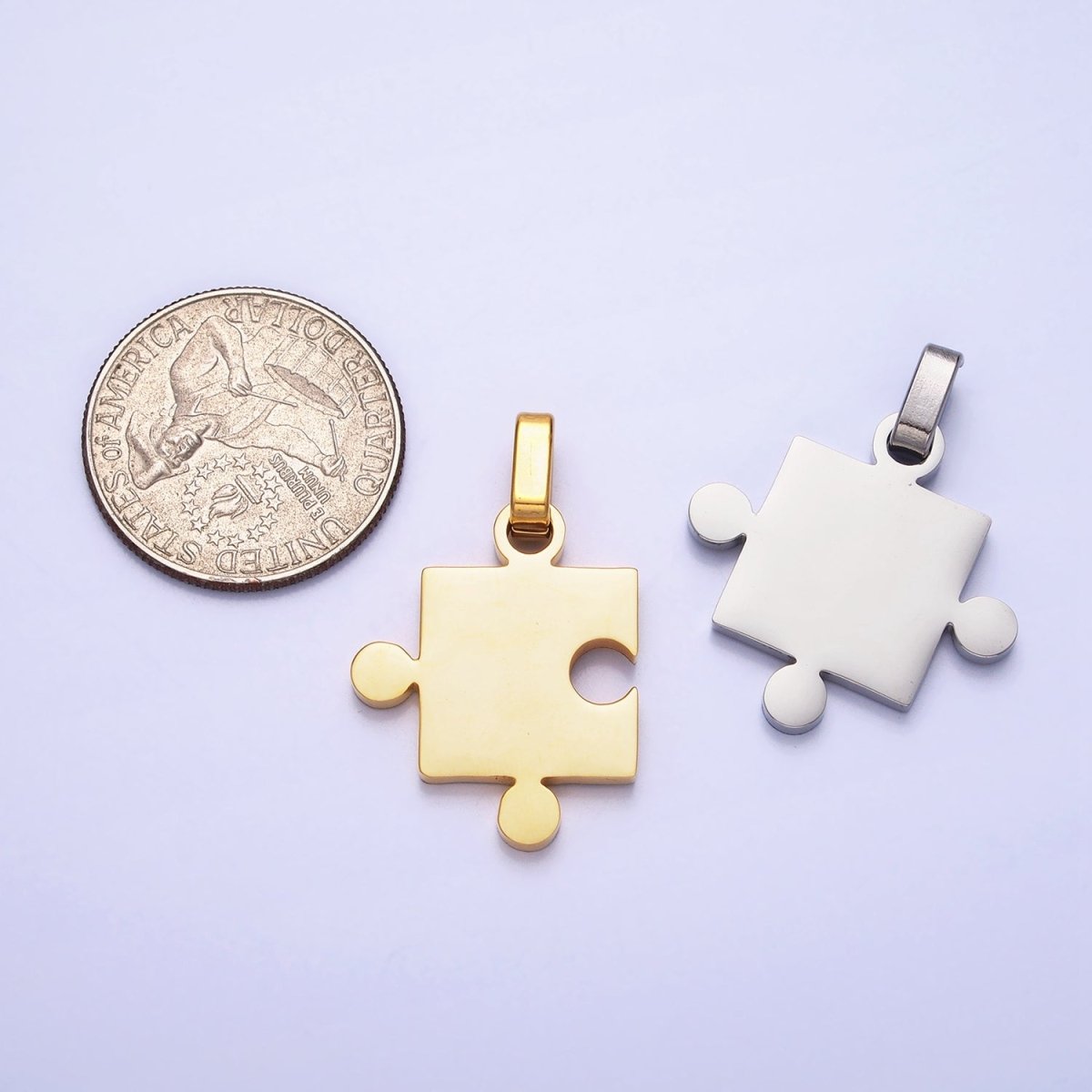 Stainless Steel Puzzle Couple's Friendship Pendant Mix & Match Set in Gold & Silver | P1109 - DLUXCA