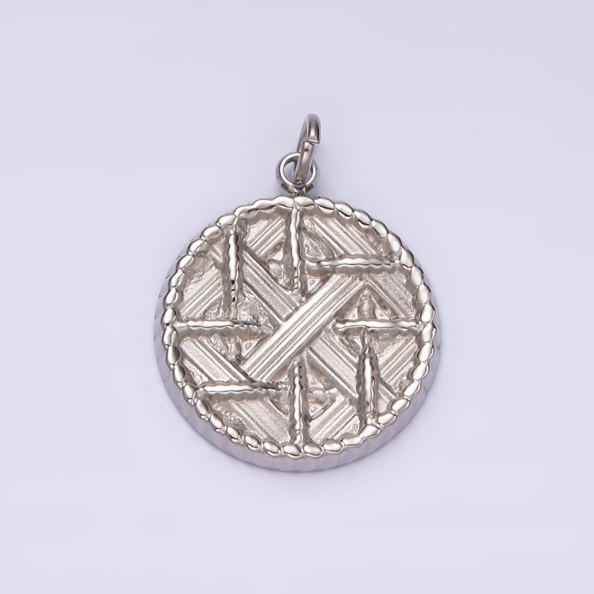 Stainless Steel Rattan Geometric Braided Round Charm in Gold & Silver | P1292 P1293 - DLUXCA