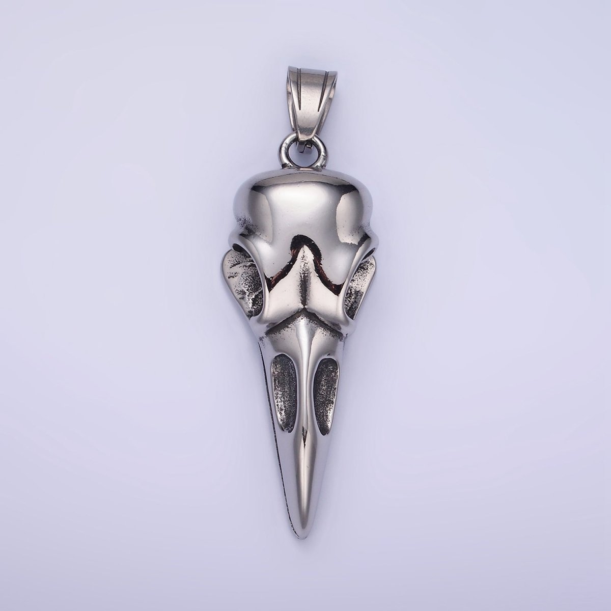 Stainless Steel Raven Crow Skull Pendant Men Jewelry | P-1195 - DLUXCA