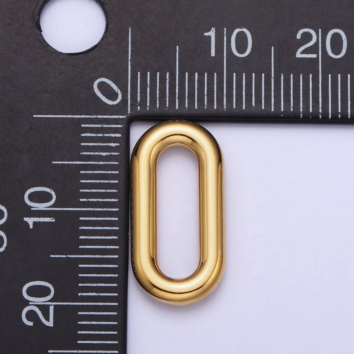 Stainless Steel Rectangular Oblong Paperclip Link Charm in Gold & Silver | P-903 - DLUXCA