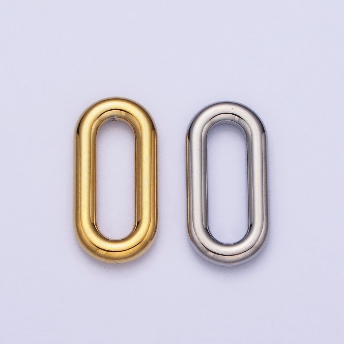 Stainless Steel Rectangular Oblong Paperclip Link Charm in Gold & Silver | P-903 - DLUXCA