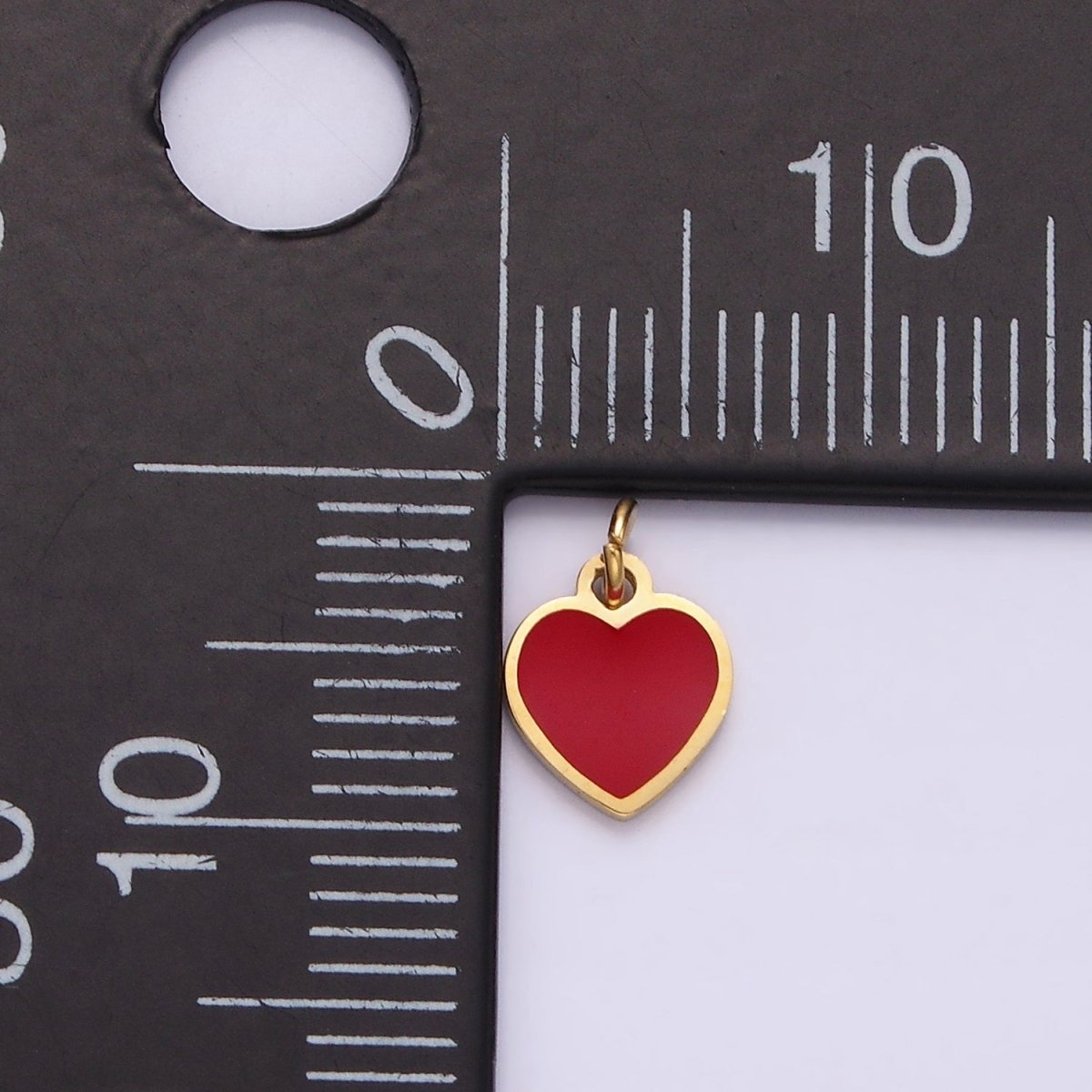 Stainless Steel Red Enamel Bezel Heart Add-On Charm | P1284 - DLUXCA