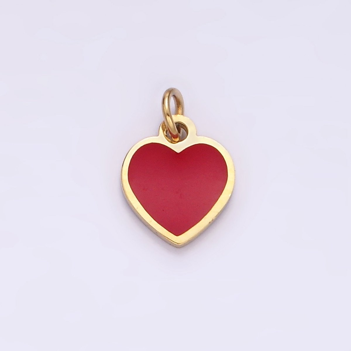 Stainless Steel Red Enamel Bezel Heart Add-On Charm | P1284 - DLUXCA