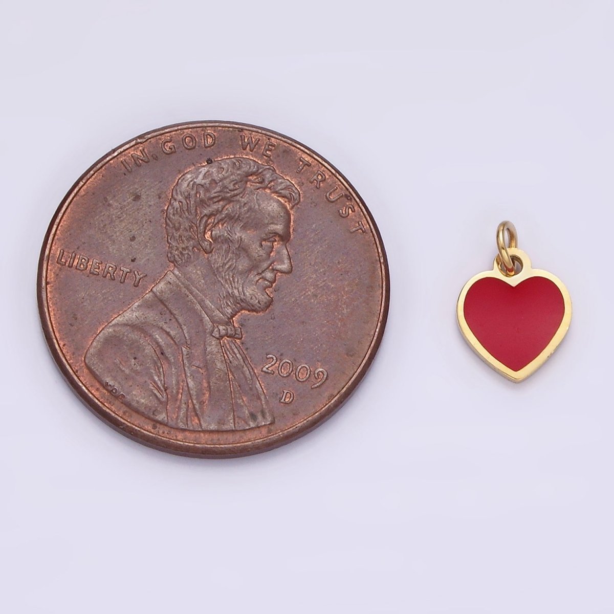 Stainless Steel Red Enamel Bezel Heart Add-On Charm | P1284 - DLUXCA