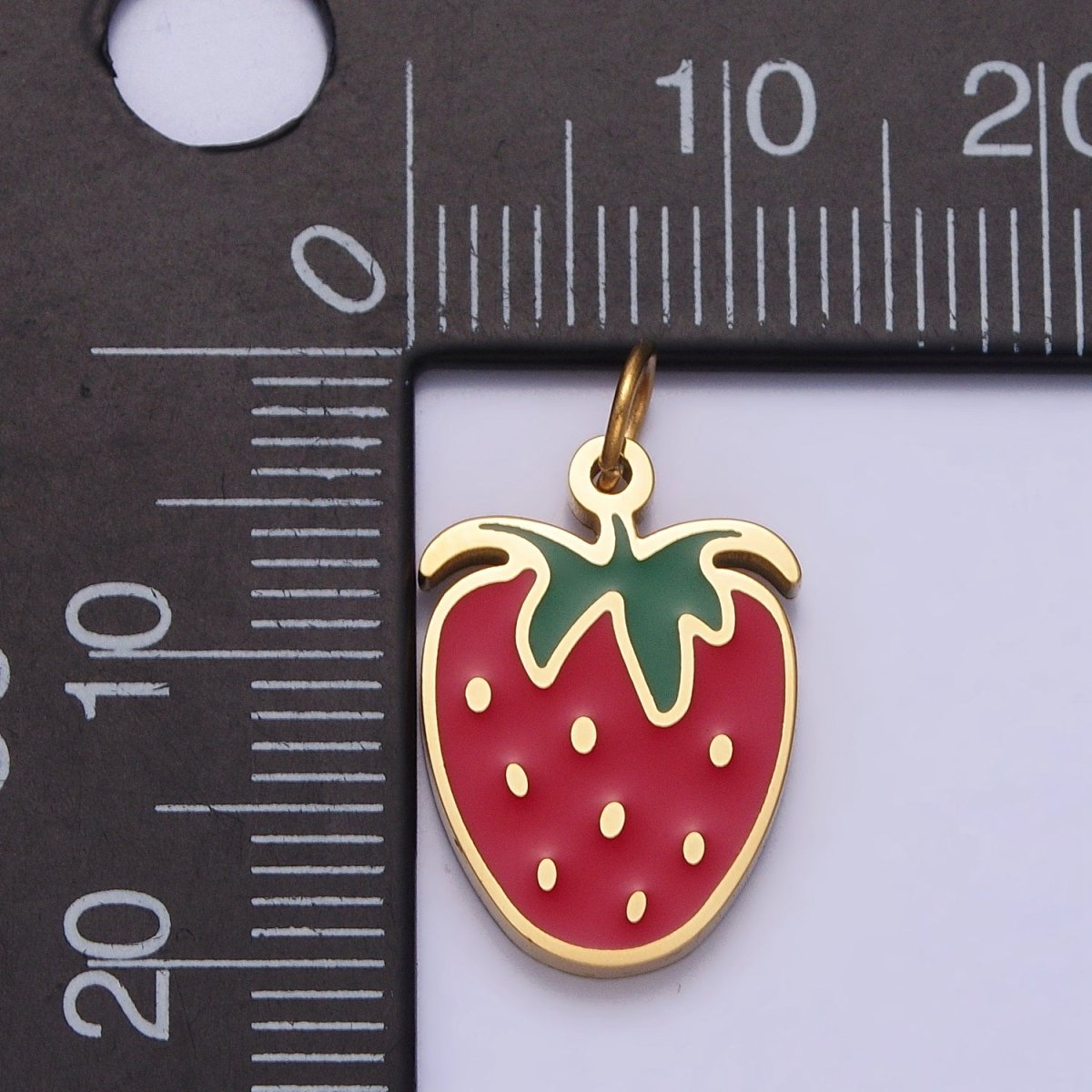 Stainless Steel Red Strawberry Fruit Add-On Charm | P-926 - DLUXCA
