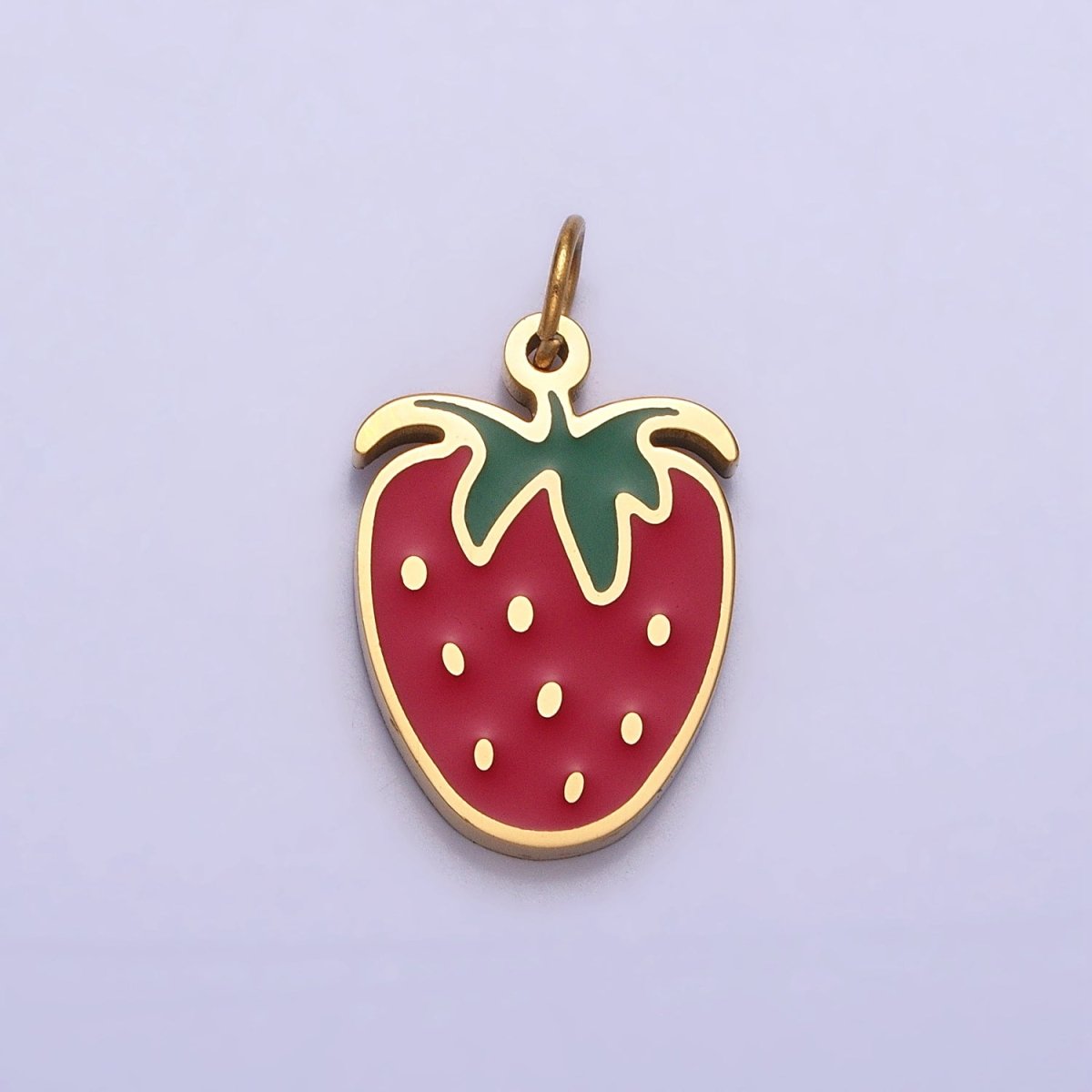 Stainless Steel Red Strawberry Fruit Add-On Charm | P-926 - DLUXCA