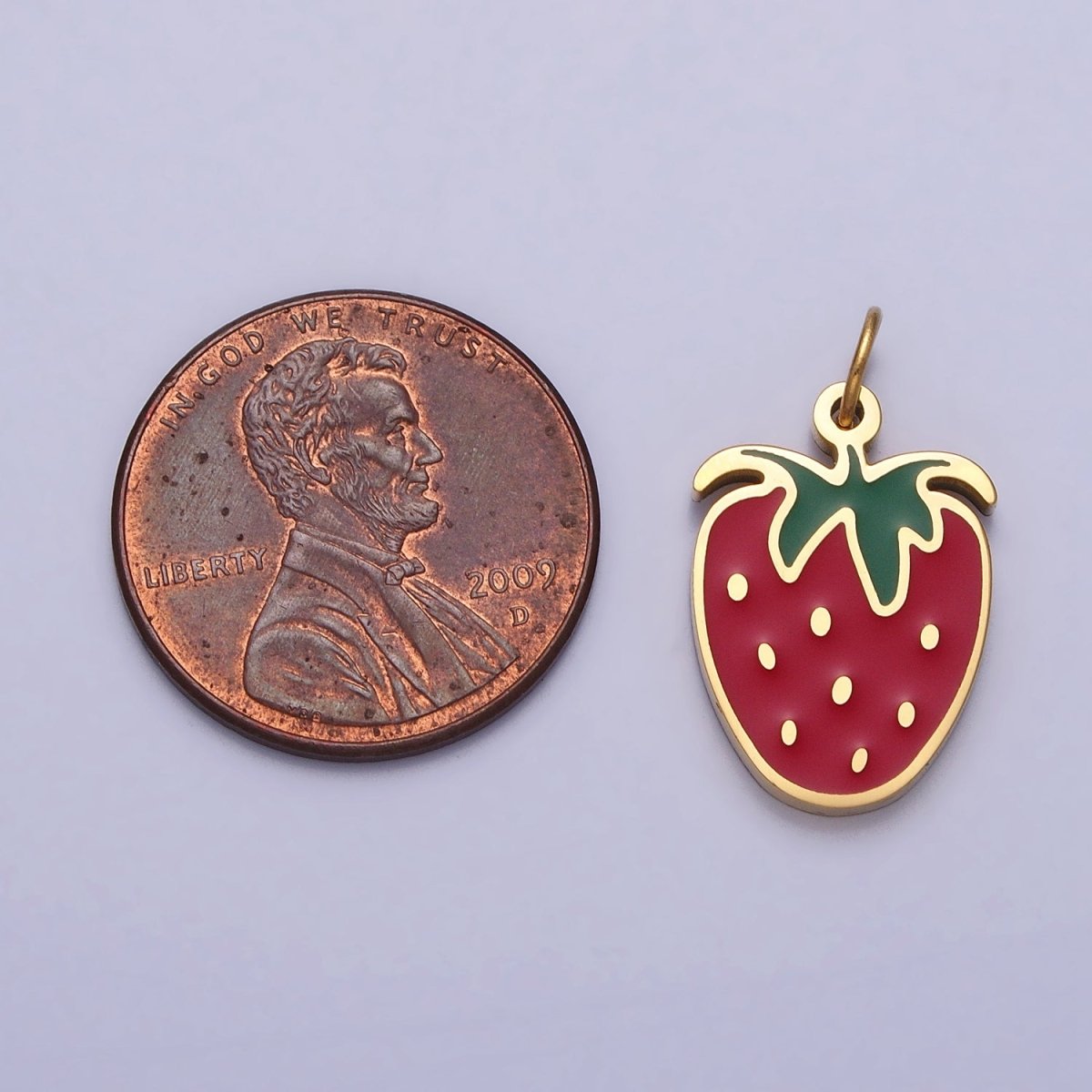 Stainless Steel Red Strawberry Fruit Add-On Charm | P-926 - DLUXCA