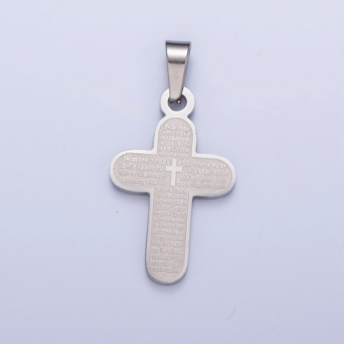 Stainless Steel Religious Cross, The Lord's Prayer (in Spanish) Engraved, I-436 I-437 - DLUXCA