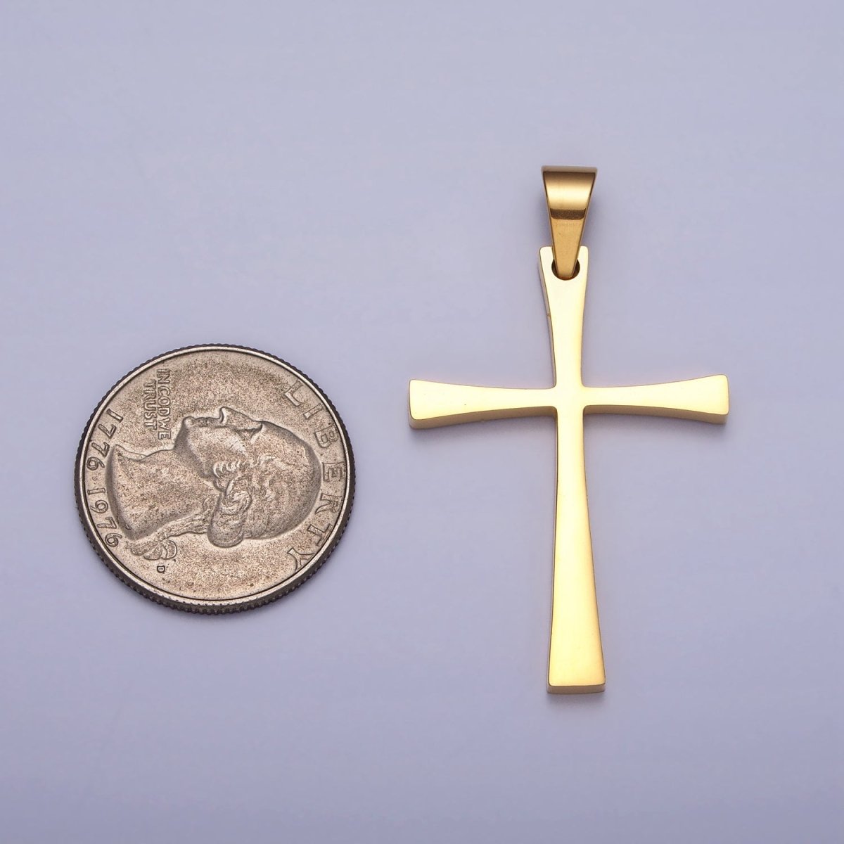 Stainless Steel Religious Curved Pattee Cross Pendant in Gold & Silver | P-1095 P-1096 - DLUXCA