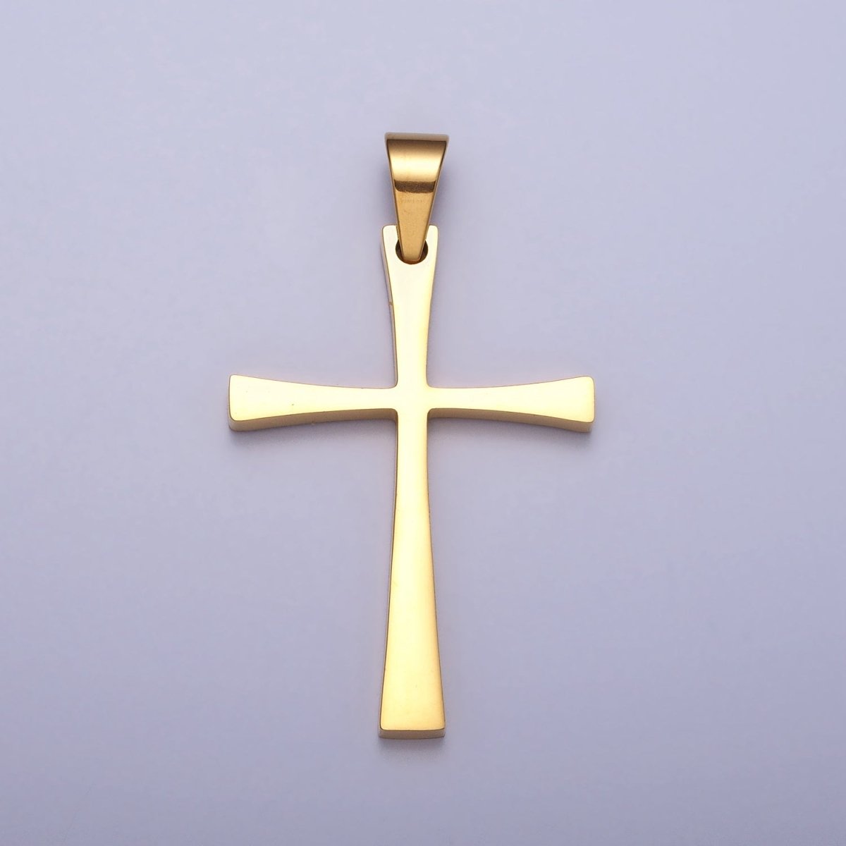Stainless Steel Religious Curved Pattee Cross Pendant in Gold & Silver | P-1095 P-1096 - DLUXCA