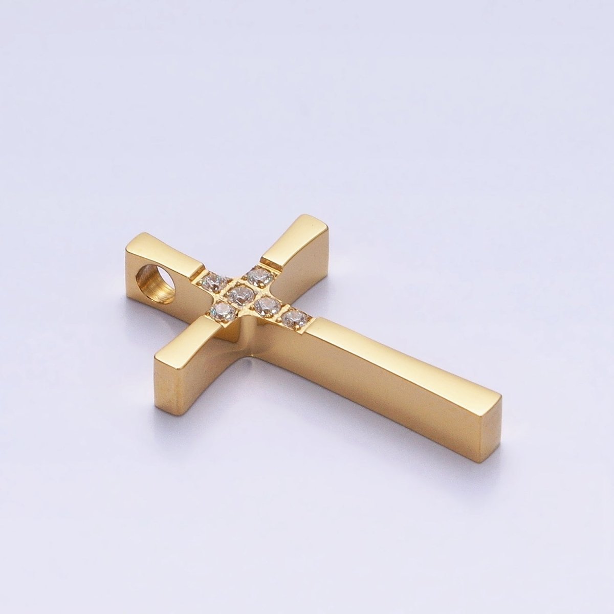 Stainless Steel Religious Curved Pattee Latin Cross Gold Pendant in Gold & Silver P-1138 - DLUXCA