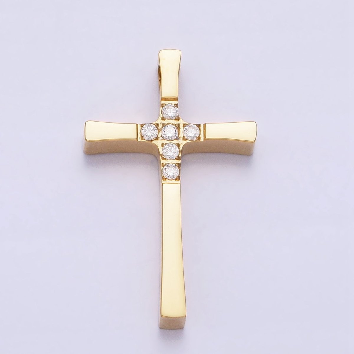 Stainless Steel Religious Curved Pattee Latin Cross Gold Pendant in Gold & Silver P-1138 - DLUXCA