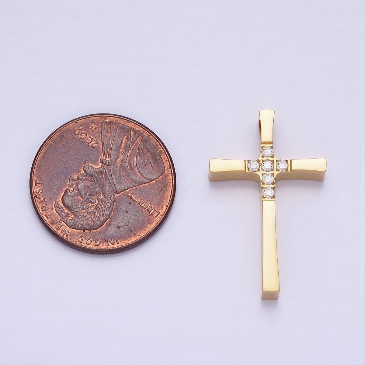 Stainless Steel Religious Curved Pattee Latin Cross Gold Pendant in Gold & Silver P-1138 - DLUXCA