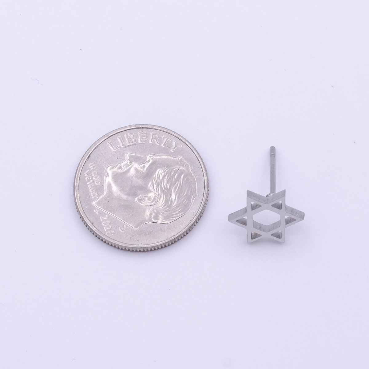 Stainless Steel Religious Jewish Star of David Silver Stud Minimalist Earrings | Y-245 - DLUXCA