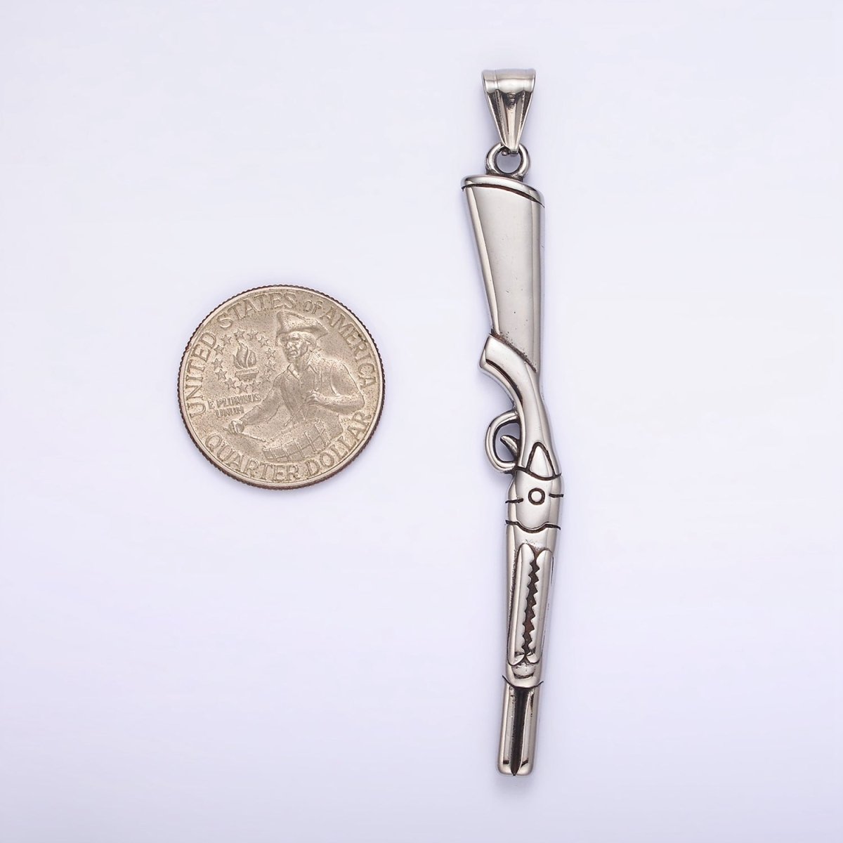 Stainless Steel Riffle Gun Line-Textured Minimalist Pendant | P1189 - DLUXCA