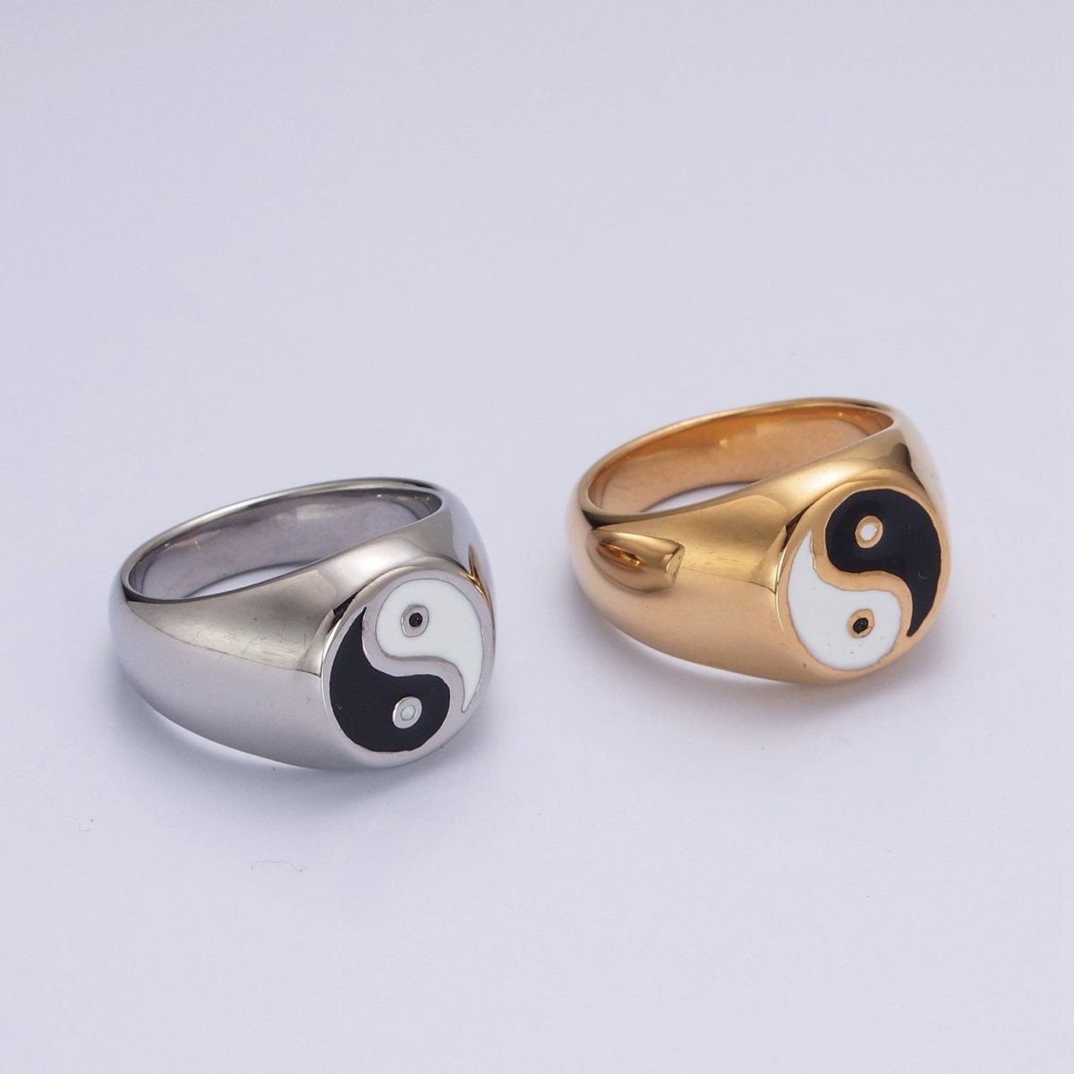 Stainless Steel Ring for Men Yin Yang Ring Signet Gold Silver Taiichi Ring Couple Ring S-057 ~ S-060 - DLUXCA