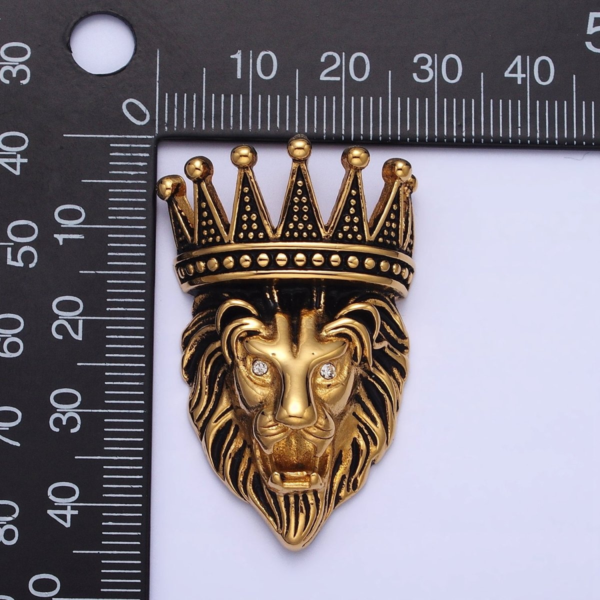 Stainless Steel Roaring Crowned Lion Animal King Pendant in God & Silver J-761 J-762 - DLUXCA