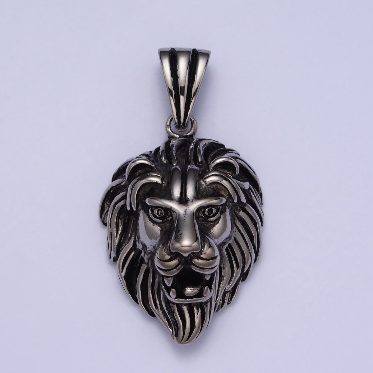 Stainless Steel Roaring Lion Forest King Head Animal Pendant in Gold & Silver J-455 J-457 - DLUXCA