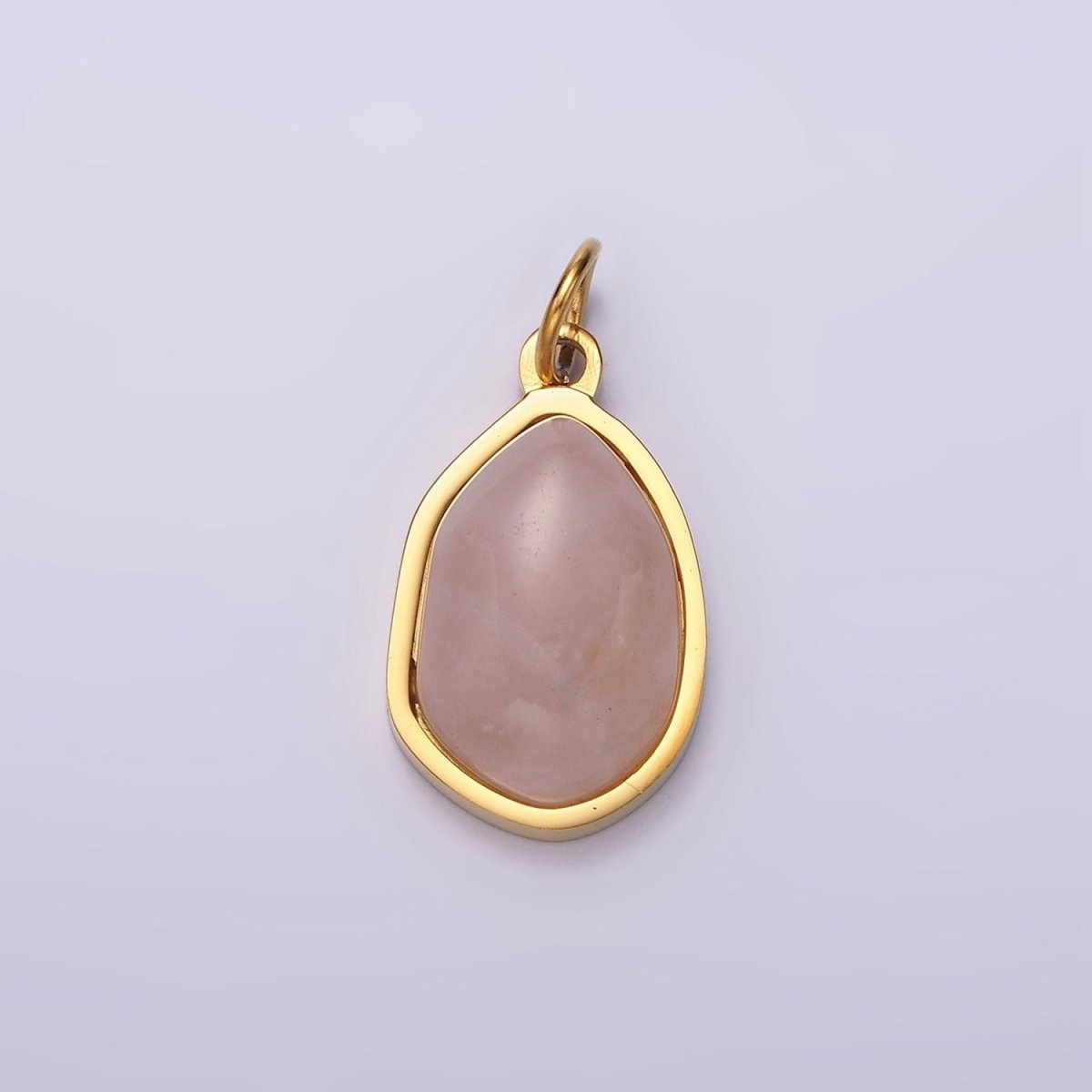 Stainless Steel Rose Quartz, Aventurine, Amethyst Abstract Teardrop Charm | P-638 ~P-640 - DLUXCA