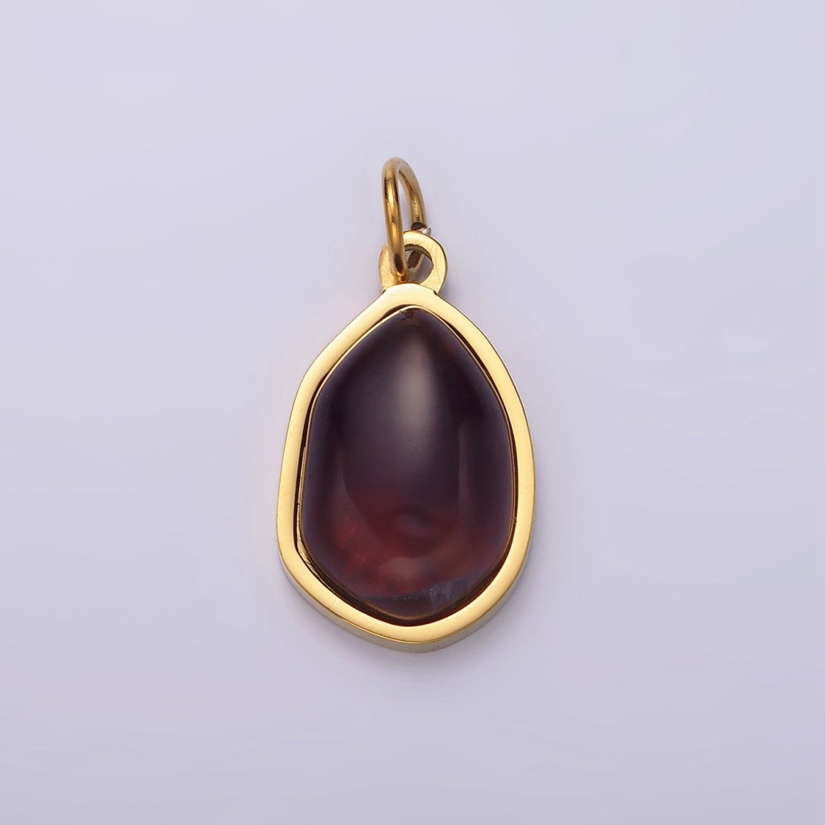 Stainless Steel Rose Quartz, Aventurine, Amethyst Abstract Teardrop Charm | P-638 ~P-640 - DLUXCA