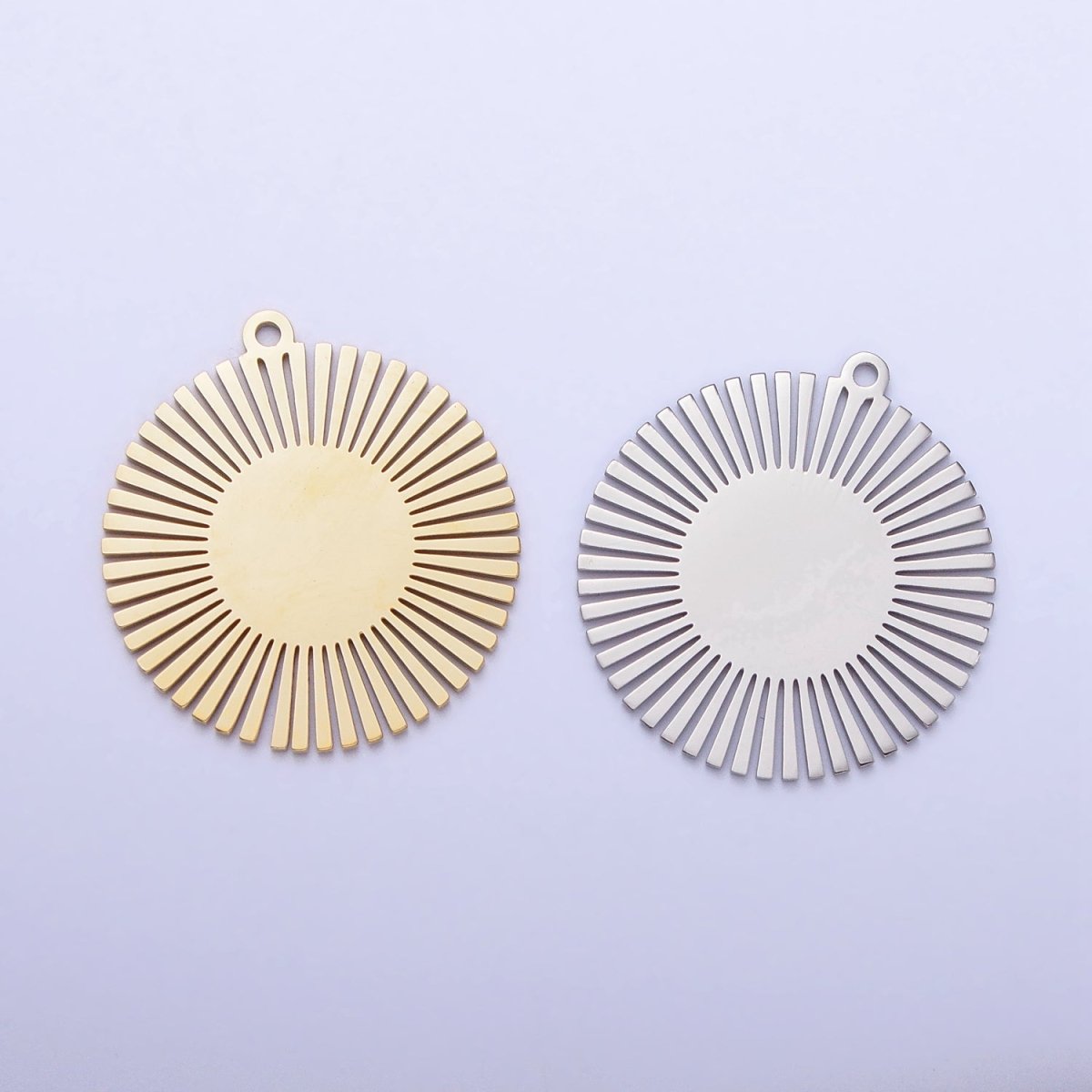 Stainless Steel Round Celestial Shining Sun Charm in Gold & Silver | P-908 - DLUXCA