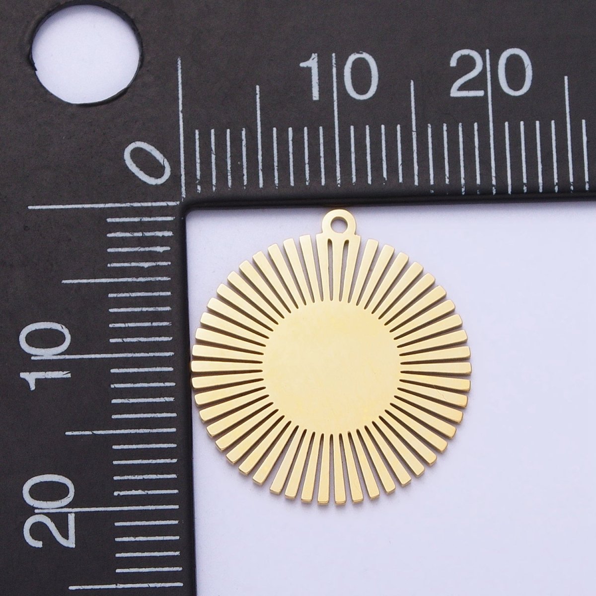 Stainless Steel Round Celestial Shining Sun Charm in Gold & Silver | P-908 - DLUXCA