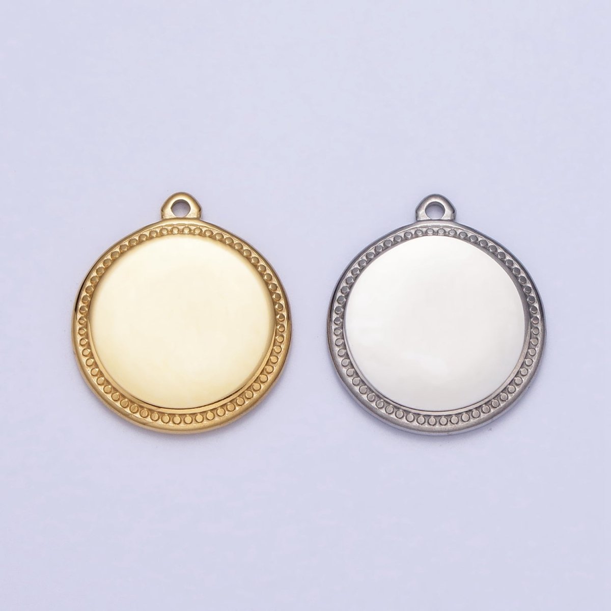 Stainless Steel Round Circular Minimalist Add-On Charm in Gold & Silver | P-904 - DLUXCA
