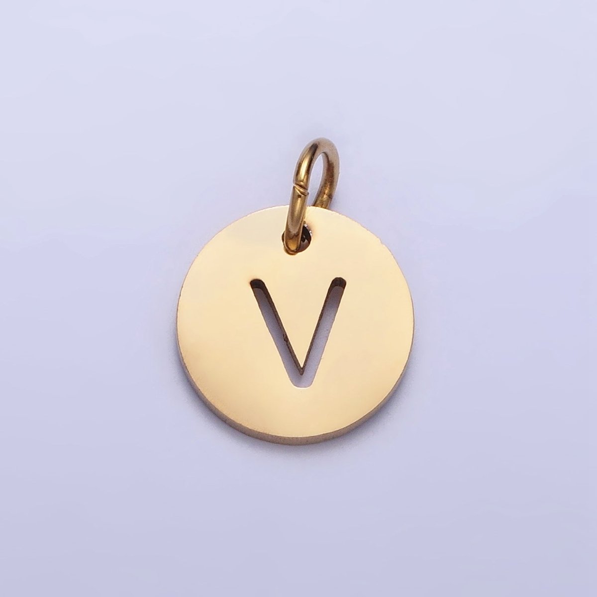 Stainless Steel Round Initial Alphabet Personalized Mini Add-On Charm in Gold | AD253 - AD278 - DLUXCA