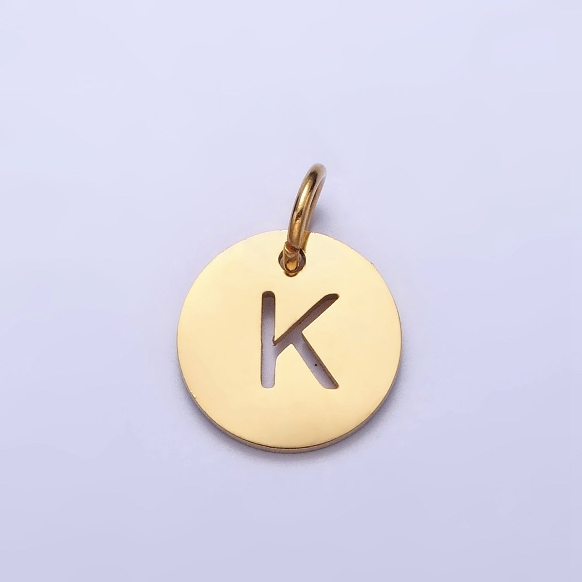 Stainless Steel Round Initial Alphabet Personalized Mini Add-On Charm in Gold | AD253 - AD278 - DLUXCA