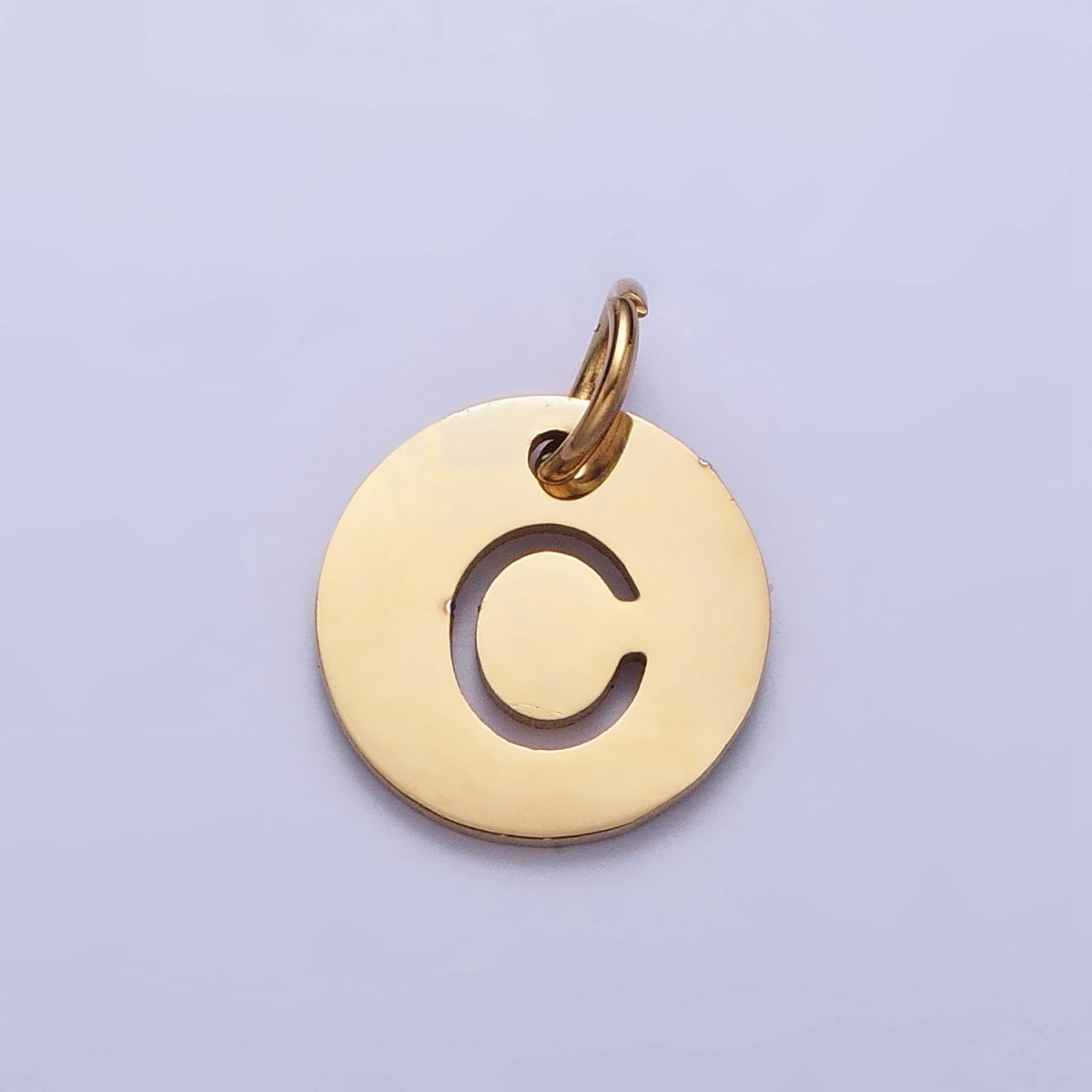 Stainless Steel Round Initial Alphabet Personalized Mini Add-On Charm in Gold | AD253 - AD278 - DLUXCA