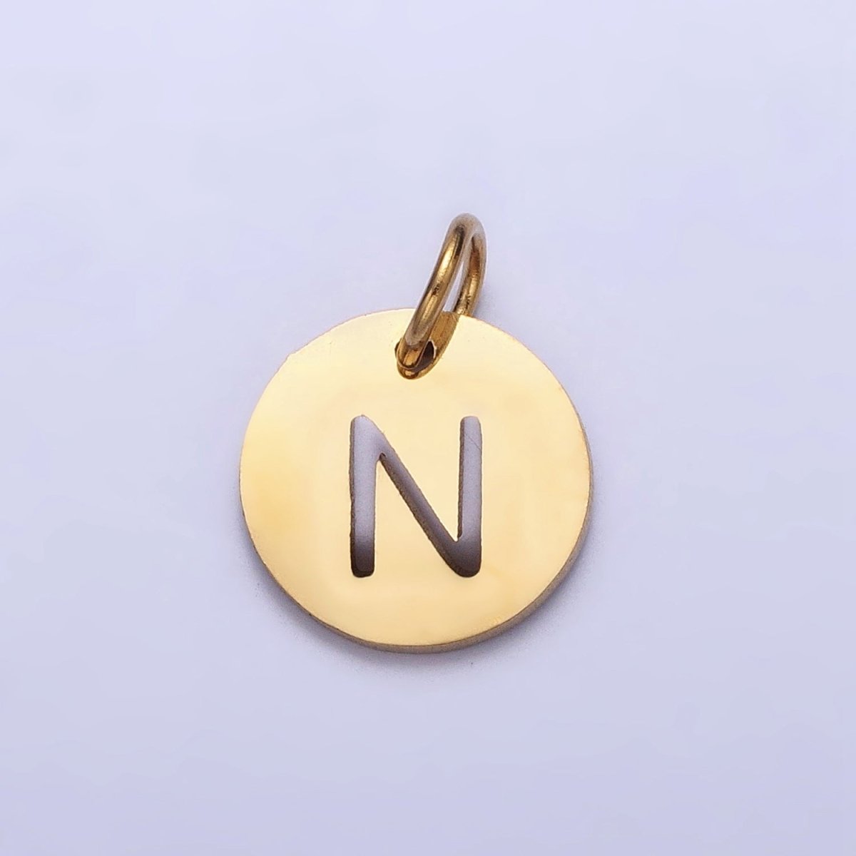 Stainless Steel Round Initial Alphabet Personalized Mini Add-On Charm in Gold | AD253 - AD278 - DLUXCA