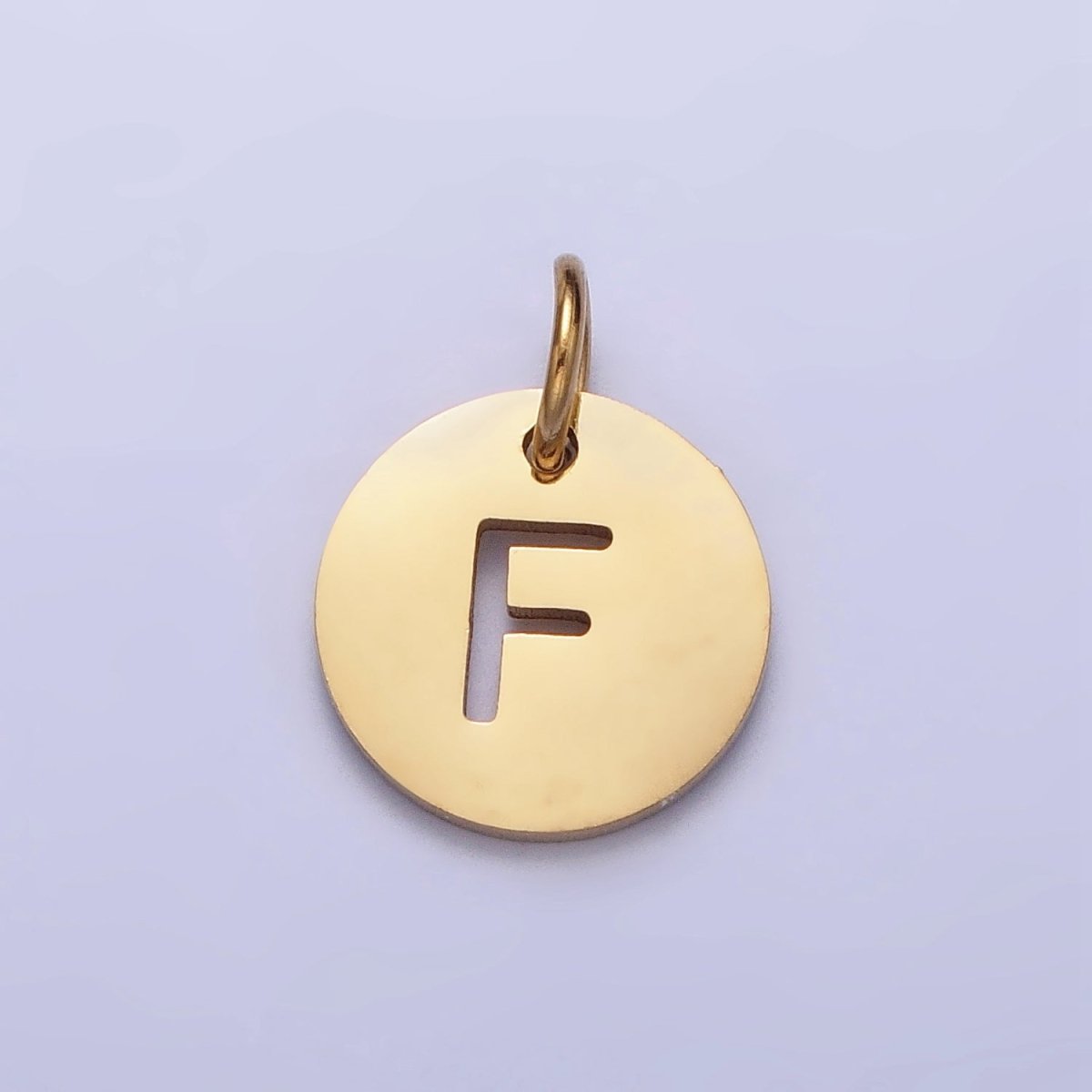 Stainless Steel Round Initial Alphabet Personalized Mini Add-On Charm in Gold | AD253 - AD278 - DLUXCA