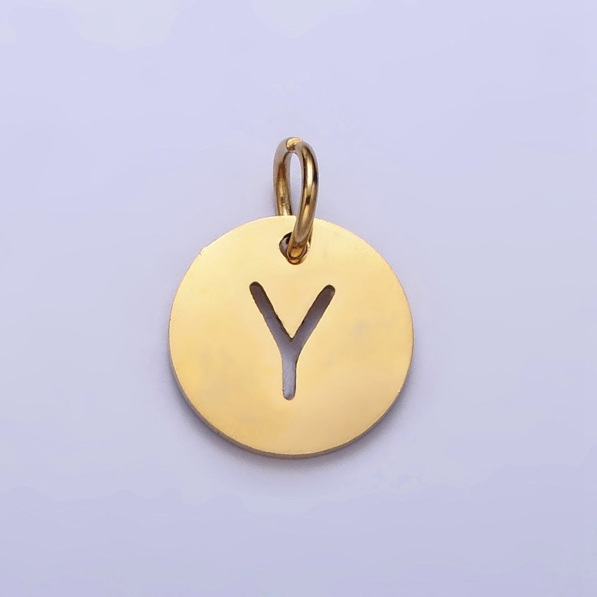 Stainless Steel Round Initial Alphabet Personalized Mini Add-On Charm in Gold | AD253 - AD278 - DLUXCA