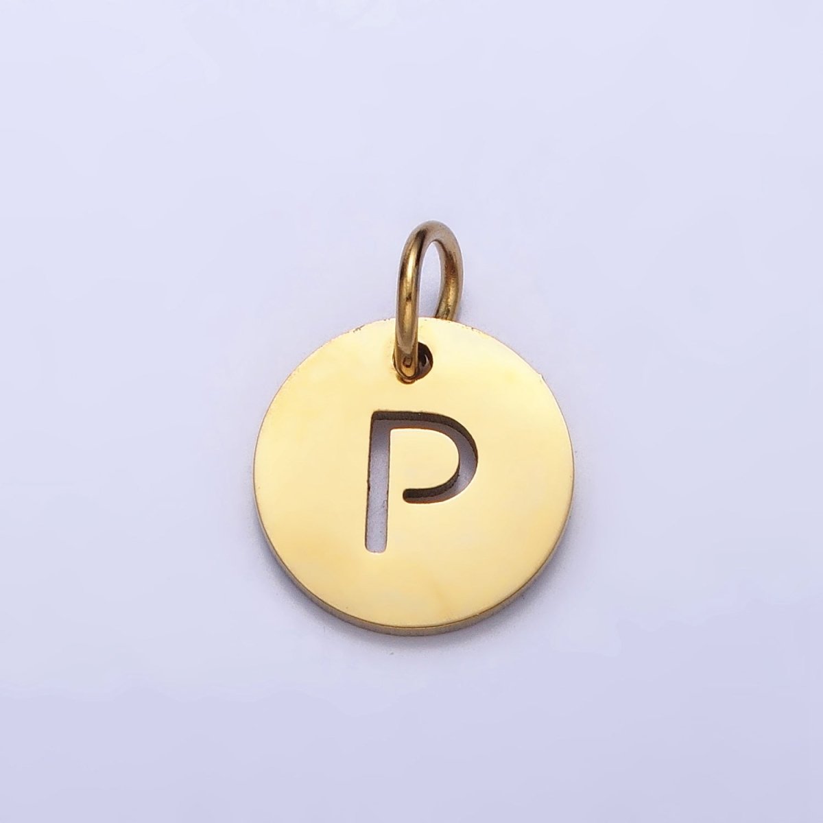 Stainless Steel Round Initial Alphabet Personalized Mini Add-On Charm in Gold | AD253 - AD278 - DLUXCA