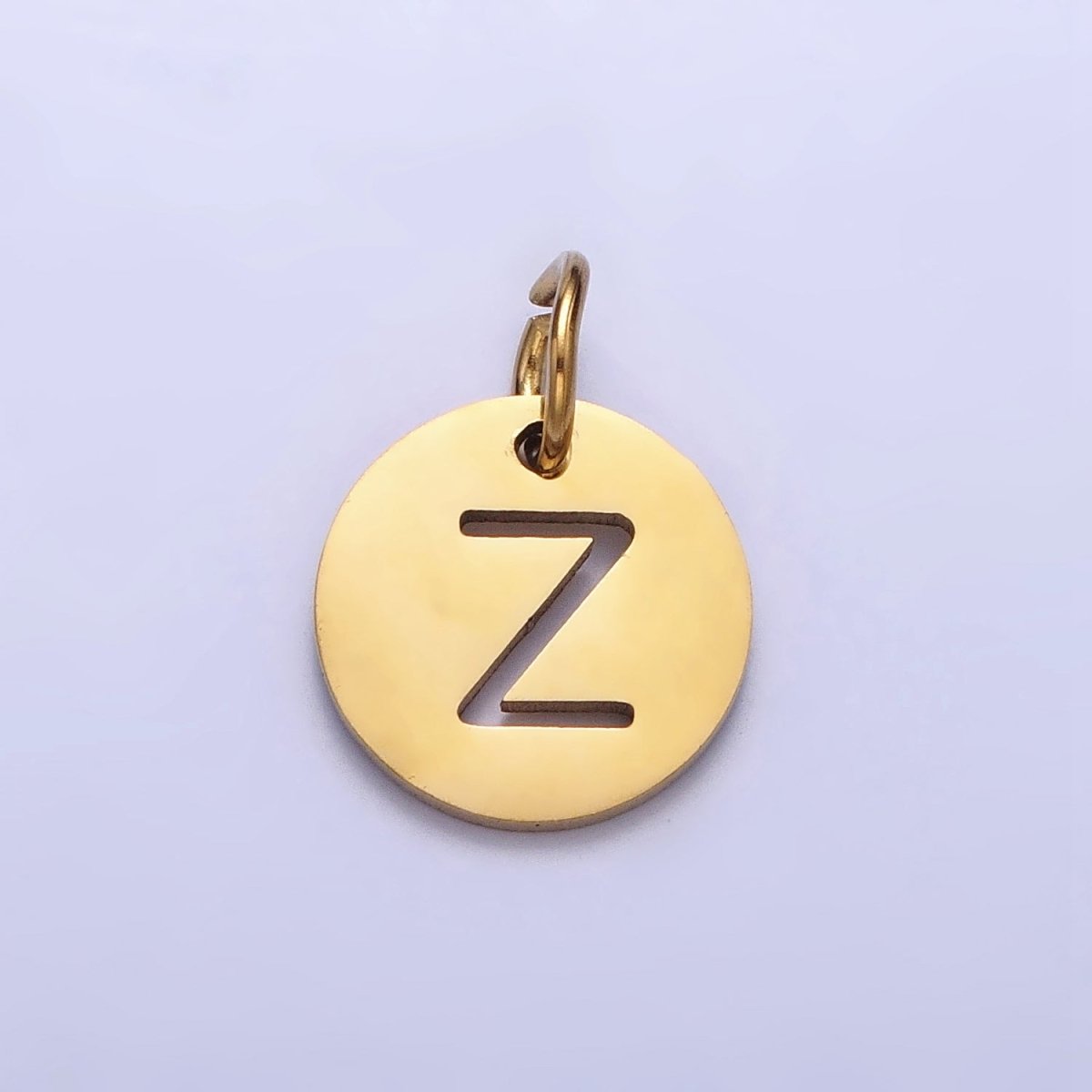 Stainless Steel Round Initial Alphabet Personalized Mini Add-On Charm in Gold | AD253 - AD278 - DLUXCA