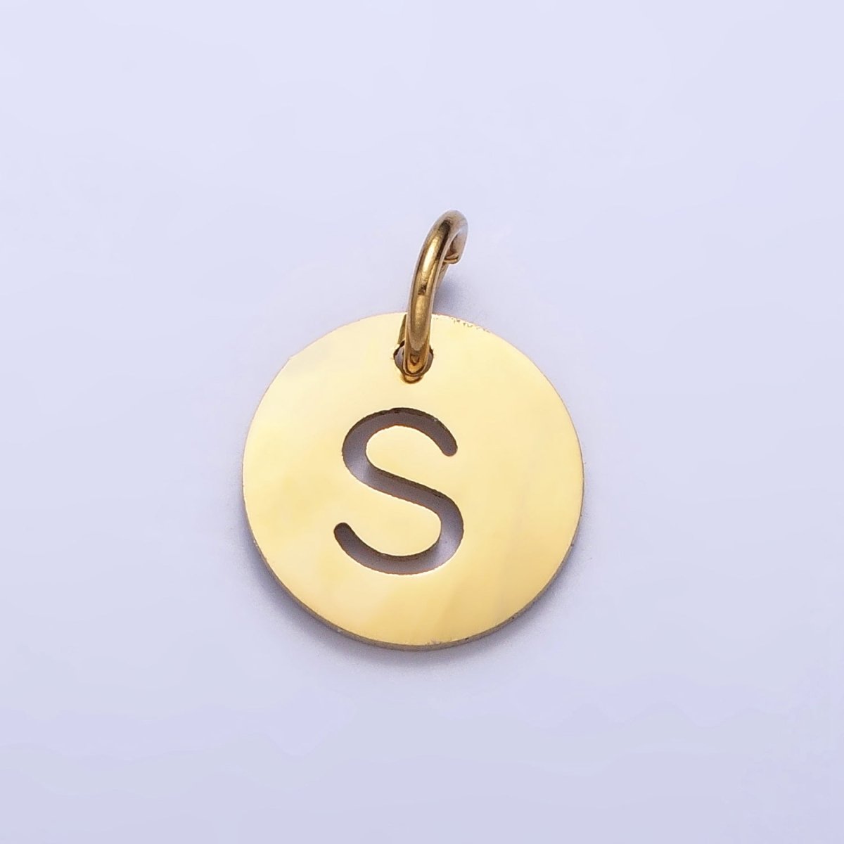 Stainless Steel Round Initial Alphabet Personalized Mini Add-On Charm in Gold | AD253 - AD278 - DLUXCA