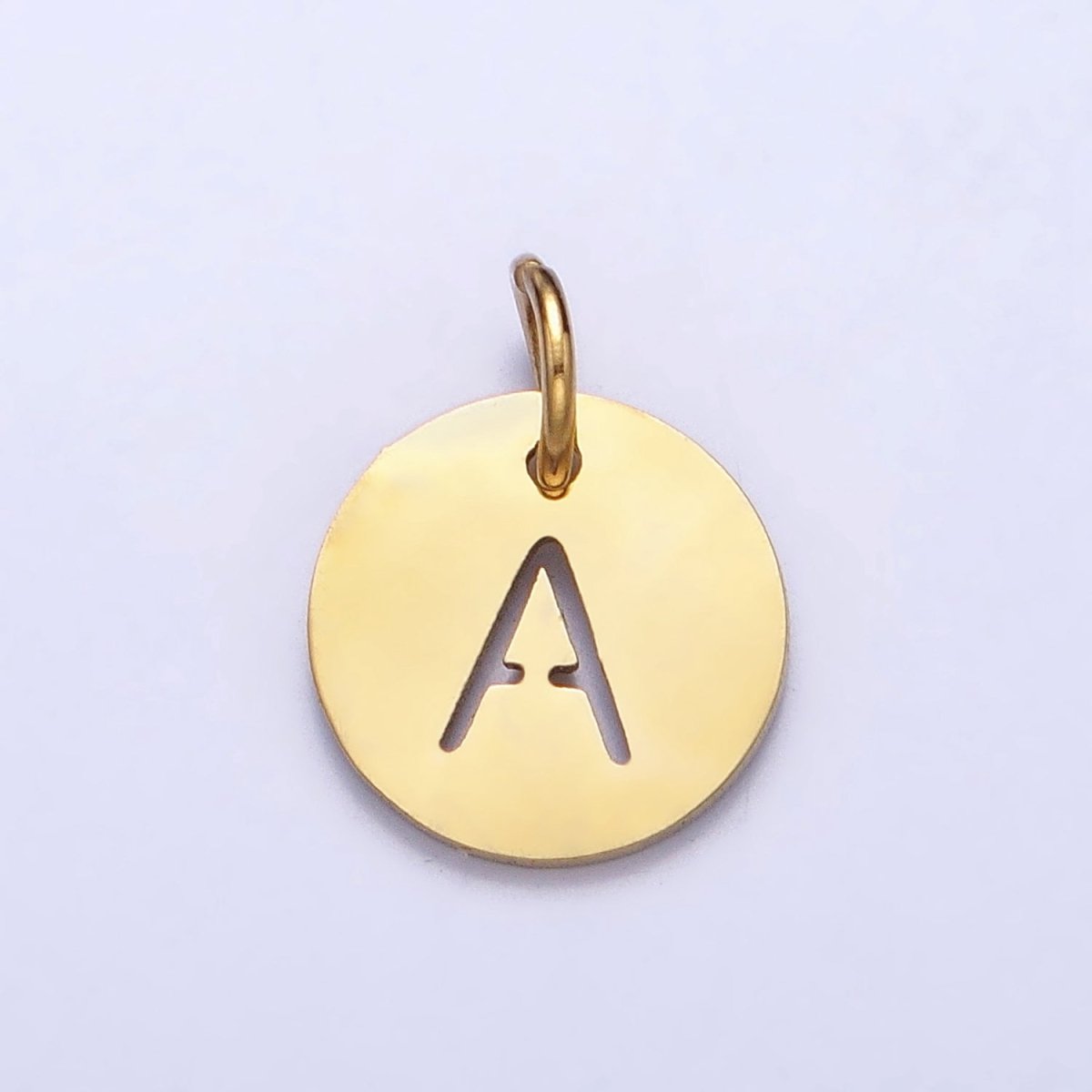 Stainless Steel Round Initial Alphabet Personalized Mini Add-On Charm in Gold | AD253 - AD278 - DLUXCA